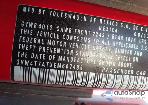 2014 Volkswagen Beetle 2.0T R-Line from USA, damaged, VIN 3VW4T7ATXEM607485